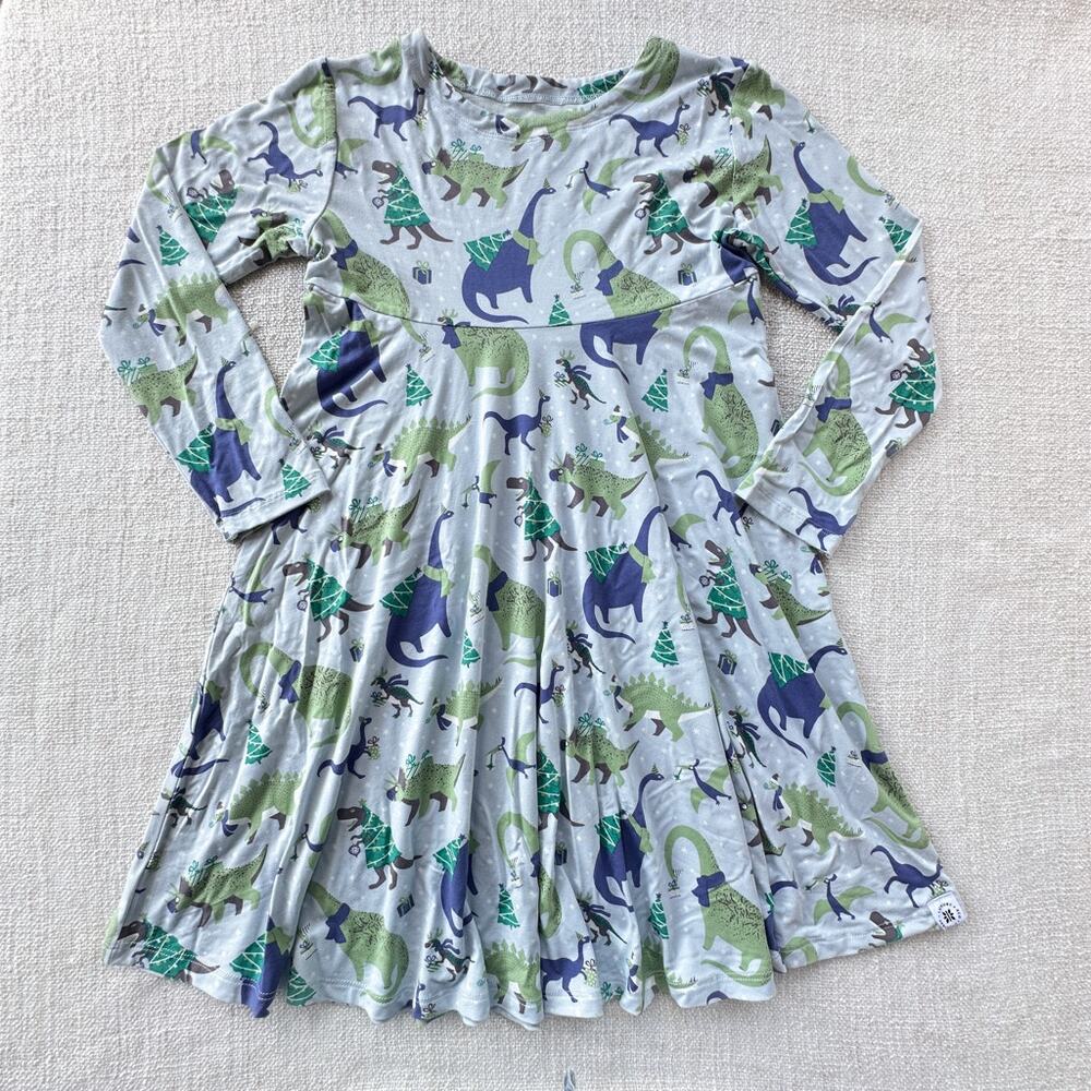 Sweet Bamboo Christmas Dino Dress EUC 9